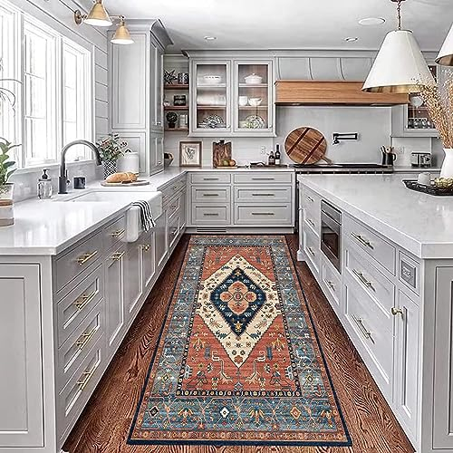 NINGBAI Teppich Läufer Flur Küche 50 x 170 cm Flurteppich, Teppichläufer auf Maß, Handwebteppich Läufer, Modern rutschfest Waschbar Dauerhaft für Wohnzimmer, Flur, Küche, Braun