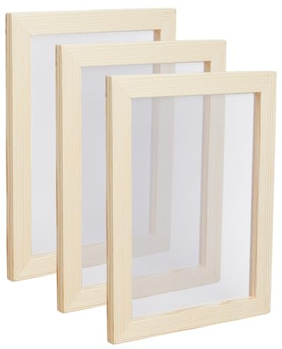 SUPERFINDINGS 3 Stück Holz Papierherstellungsrahmen 18.1x15.1cm Siebwerkzeuge Blanchiertesmandelholz Papierherstellung Antikes Rechteck Papierherstellungsformen Rahmen Für DIY Handwerk