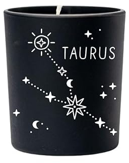 Original Soy Wax Zodiac Duftkerze Tierkreiszeichen: Stier - aus 100% veganem Sojawachs - Aromatherapie Schwarze Kerzen - Sternzeichen Duftkerzen im Glas - Duft: Bamboo