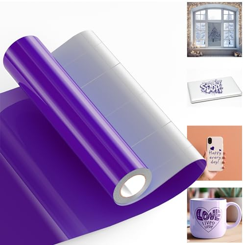 JAVIGA Vinylfolie Plotter Lila, Glänzendes Selbstklebende Folie Rolle für Cricut, Wasserdichtes Plotterfolie Vinyl 30.5cm x 305cm für DIY-Aufkleber, Tasse, Geburtstage, Bastelprojekte