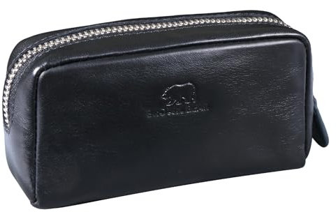 BROWN BEAR Schlüsseletui Leder Schwarz - Echtleder Schlüsseltasche für Damen & Herren - Schlüsselmäppchen mit Münzfach & RFID-Schutz - BB 8017-A BK