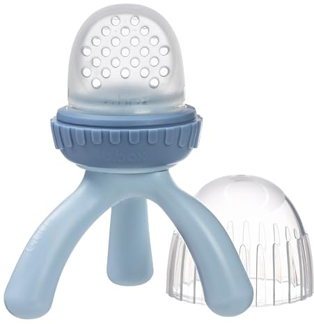 b.box Silikon-Futterspender für frische Lebensmittel, Stativ-Design, einfach für Babys zu halten, perfekt für frische oder gefrorene Lebensmittel, Kappe für unterwegs, ab 4 Monaten (Wiegenliedblau)