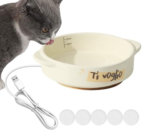Novent Beheizter Hundenapf,Beheizte Wasserschale aus Keramik - Automatische Tränke mit konstanter Temperatur für Hunde, Katzen, Kaninchen, Vögel, Hühner