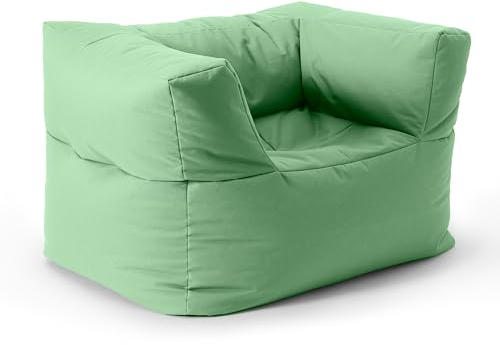 Lumaland Sitzsack-Lounge Modular Sessel | Einfach erweiterbares & leichtes Sofa | Waschbare & Wasserfeste Sitzmöbel für Innenräume & Garten | Indoor & Outdoor Sitz-Garnitur | 96x72x70 cm [Pastellgrün]