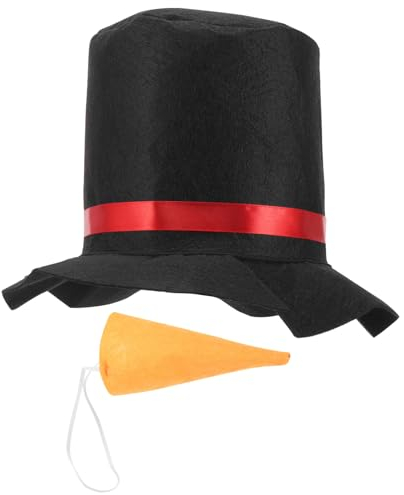 Lurrose Weihnachts-Schneemann-Kostüm-Set Mit Schneemann Schwarzem Hut Karottennase Weihnachts-Schneemann Diy-Bastelset Schneemann-Bau-Requisiten Für Weihnachtsfeier-Zubehör