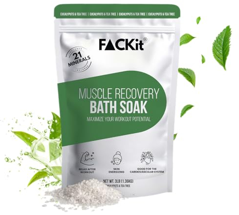 FACKit Recovery Bath Soak: Muskelregenerations-Badesalz - 21 Mineralien, Ätherische Öle & Heilende Salze für rasche Regeneration nach dem Training (Orange+Lavendel+Teebaum/Eukalyptus, 4,08kg)