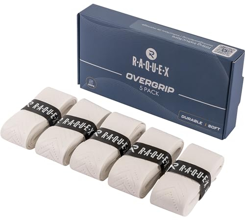 Raquex Evolve Griffband für Schläger (5er Pack) – Tennis, Badminton, Squash, Padel, Pickleball – Mehrfarbiges Griffband – Langlebig, Weich, rutschfest