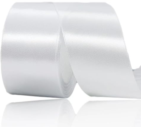 Geschenkband weiß 50 mm Breit ,23 Meter Satinbänder Weiss Stoff Schleifenband Kunsthandwerk, Kränze, Hochzeitsdekoration, Weihnachten, Haarbögen, Blumensträuße, Geburtstag und Geschenkverpackung