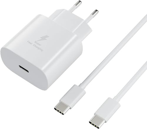 Caricabatterie da 25W per Samsung Galaxy A34 A54 5G S23 S22 S24 S21 FE S23+ S23 Ultra S22+ S20 Plus Note 20 A15 A14 A13 A53 A52 A51 A72 S10 S9 Z Flip 4 con cavo di tipo C da 2M, nero