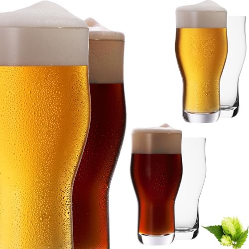 IMPERIAL Pint Biergläser Set 6 Stück 500ml (max 690ml) Pintgläser aus Crystalline Glas 0,6L Spülmaschinenfest Nonic Pint