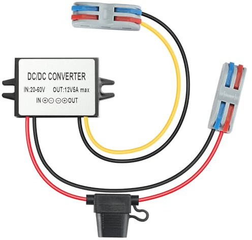YBBOTT 24V/36V/48V a 12V 5A Buck Convertidor de Potencia DC-DC Transformador Reductor de Fuente de Alimentación Convertidor Buck para Interruptores de Equipos CNC Paneles Fotovoltaicos y más