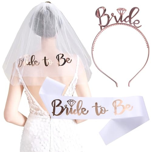 Decorazioni per Addio Nubilato Gadget, Fascia per Addio al Nubilato, Hen Feste Notte, Velo Sposa Addio Al Nubilato, Decorazioni per Addio Nubilato Gadget, per Hen Feste Notte (Cintura+Velo+Corona)