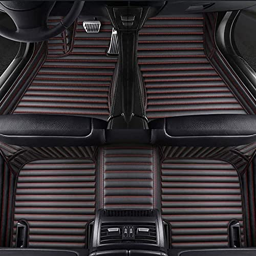 Leder Auto Fußmatten Für BM-W X5 F15 5-Seat 2014-2018, Nach Maß Bodenmatte VollstäNdige Abdeckung Fussmatten wasserdichte rutschfeste Allwetter Automatten Teppich Zubehör,B/Black-Red