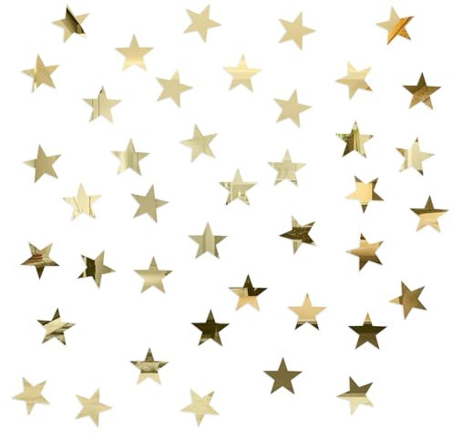 JIEYAO 50 Stück Sternspiegel Wandaufkleber, Gold Sterne 3D Wandtattoo Acryl Sterne Abziehbilder Abnehmbare Spiegel Sticker Selbstklebend Sterne Aufkleber für Wohnzimmer Schlafzimmer DIY Wanddeko