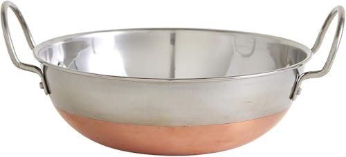 AYUSHNAIK Stainless Steel Kadai with Copper Bottom | Premium Heavy Gauge Steel Kadai | Indian Wok Kadhai for Cooking | Ideal for Daily Use