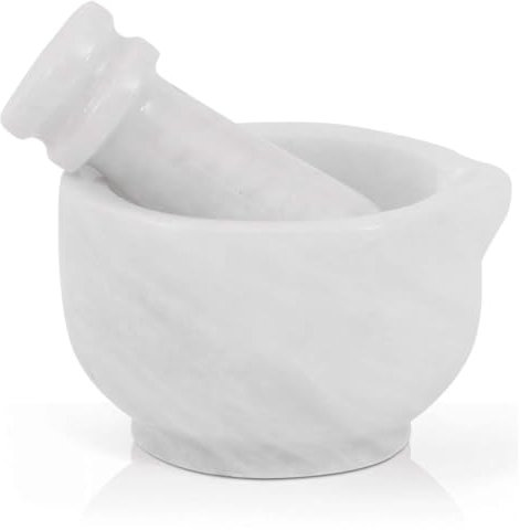 Ensemble mortier et pilon en marbre SPESHSTONES, petit bol broyeur de pilules en pierre blanche de 7,6 cm, outils pour épices et herbes, pour guacamole, houmous et pâte d'ail et de gingembre