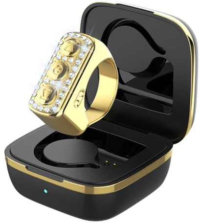 TikTok Anello a scorrimento con Bling Diamond, per app Kindle, telecomando per telefono, controller Bluetooth per fotocamera, controllo musica, anello per iPhone, iPad, iOS, Android (oro)