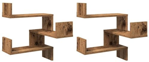 vidaXL Wand-Eckregale 2 STK. Altholz-Optik 40x40x49,5 Holzwerkstoff, Wandregal, Wandablage, Wandeckregal, Eckregal, Hängeregal, Schweberegal, Regal