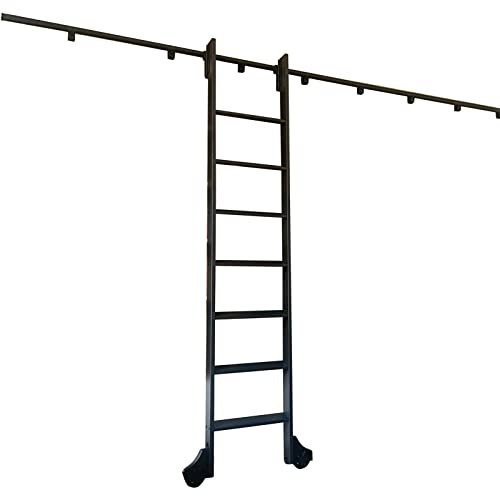 TWHZSAI Sliding Ladder Rail Hardware Kit | Sliding Rail Track Roller Closet Accessory Sliding Barn Door Hardware Kit Rolling Ladder Rail, No Ladder - 2m 3m 4m 6m (Size : 6.6ft/200cm Track Kit)