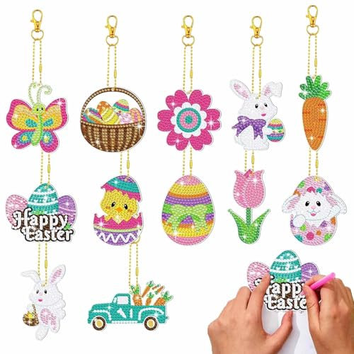 APPCXOKL Kit de Pintura con Diamantes DIY Stitch,Hermosas Pegatinas Stitch y Llaveros Personalizados de Pintura Diamante, Producto de Diamond Painting con Temática de Dibujos Animados Famosos