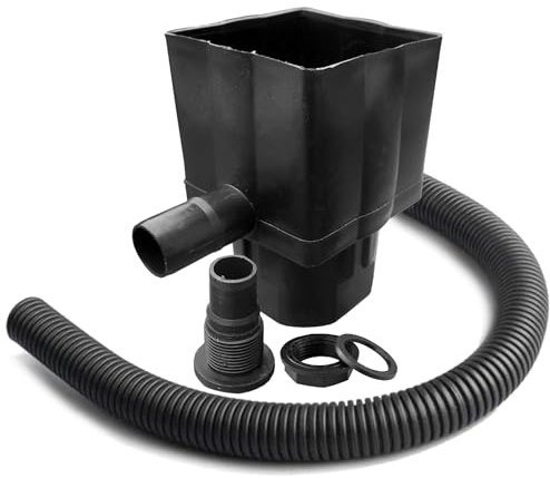 Waterbutt Downpipe Connector Kit with 3m Hose Water Butt Filler Kit Fits Both Round & Square Downpipes - Connect Downpipe to Water Butt