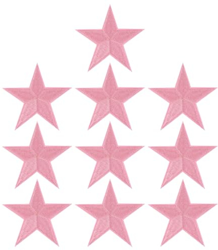 PATIKIL Stern Aufbügeln Patches, 10 Stück Stern Aufnäher Applikationen zur Verzierung von Kleidung, Jacken, Hüten, Rucksäcken, Reparaturen, Dekorationen, Pink, 3 x 2.8