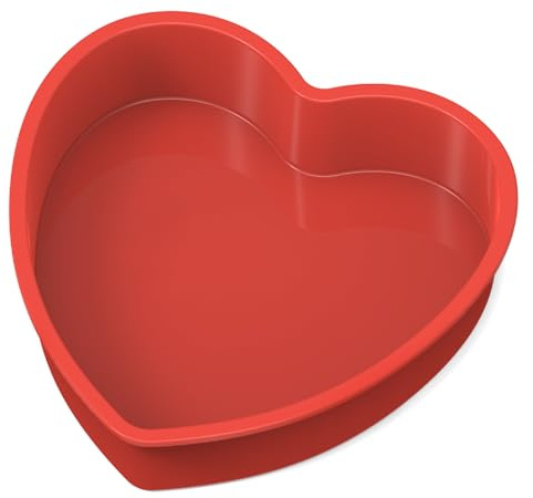 SILIVO Moule en Slicone en Forme de Coeur 23 cm, Moule en Silicone Coeur Saint Valentin, Antiadhésif Moule a Gateau Patisserie