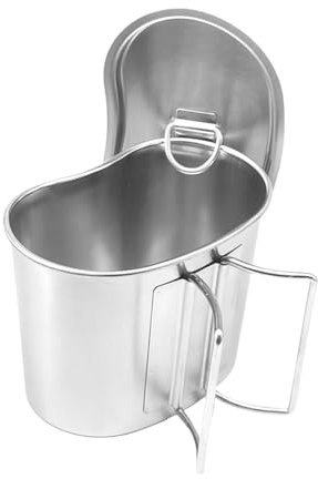 LNGJIN Überleben Trinkflasche mit Deckel, Überleben Trinkflasche Kantine, Feldflaschenbecher Tragbar, Campingbecher als Kochtopf, Camping Wasserflasche Rostfreier Stahl,für Wandern, Sport, Camping