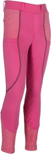 HKM Claire Fond 1/1 en Silicone Leggings d'équitation pour Enfants Rose 110/116