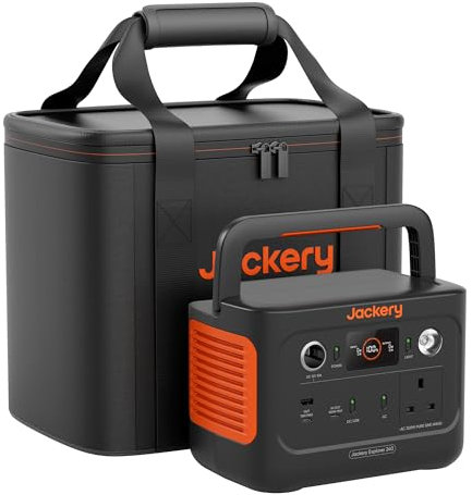 Jackery Solar Generator 240V2 + S-Case Bundle, 256Wh LiFePO4 Battery, 230V/300W, Portable Power for Outdoors, Picnics, Fishing, and Travel