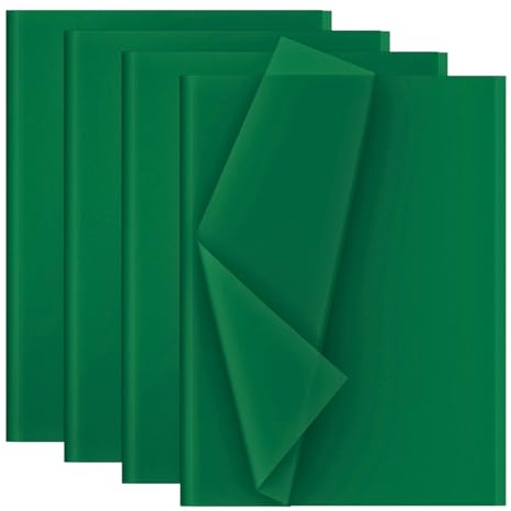 Seidenpapier Dunkelgrün, 50 x 70 cm, 30 Blatt, hochwertiges Seidenpapier zum Basteln, Geschenkverpackungen, DIY-Projekte, ideal für Partydekorationen, Kunst und Papierhandwerk