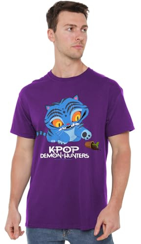 Kpop Demon Hunters Unisex K-pop Demon Hunters - Cute Derpy Tiger Cartoon Unisex T Shirt, Navy T-Shirt