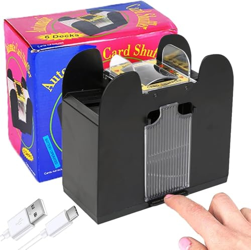 Dacefloy Mélangeur de cartes automatique pour 6 jeux – USB-C et piles – Goupille de cartes électrique pour les soirées de poker et les soirées de jeux