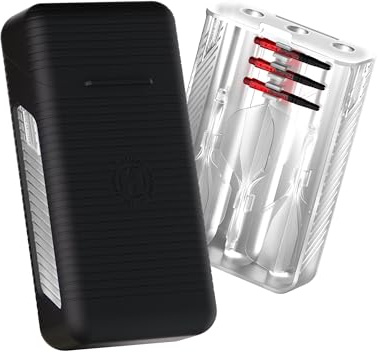 Harrows Vault Dart Case, Premium Rigid Plastic Darts Holder, Fits 3 Fully Assembled Darts, Spare Integrated Flight/Shaft Systems (Clear/Black)