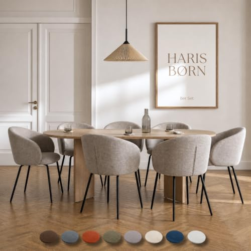 Haris Børn® Esszimmerstühle (8er Set) Grau-Braun - Bequeme Polster Esszimmerstühle mit Armlehne - Premium Esstisch Stühle & Wohnzimmer Stühle - Moderne Esszimmerstühle 30 Tage risikofrei testen