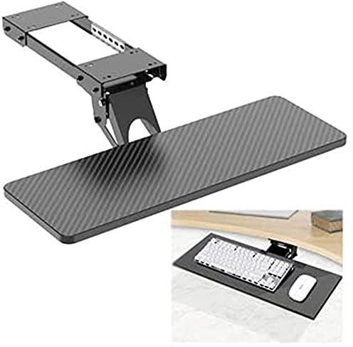 MYXJX keyboard tray, Desktop Extension Tray Slide Rail Bracket Ergonomic Drawer Sliding Mouse Under The Table Rotatable Extender(Black,75X24cm)