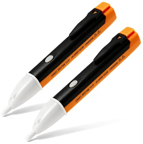 AFIODA Electric Tester Pen 2 Pack, Non-Contact Voltage Detector 90V-1000V | Electrical Tester Pen with LED Flashlight & Buzzer Alarm, Live Wire Finder Tool