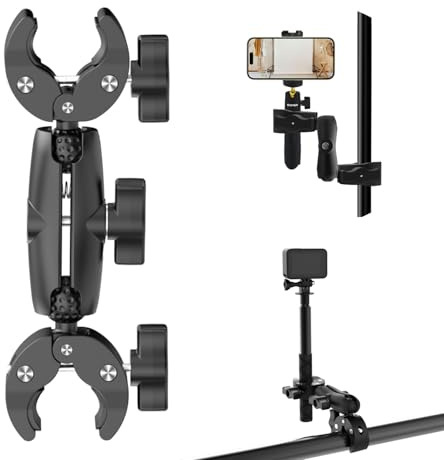 Motorbike Clamp Mount 43 Invisible Stick,Compatible for Insta 360 X5-X | Motorcycle Camera Mount for Handlebars with Sturdy Selfie Stick for vlogging, Compatible for GoPro 13-3, ATV and UTV (Gold)