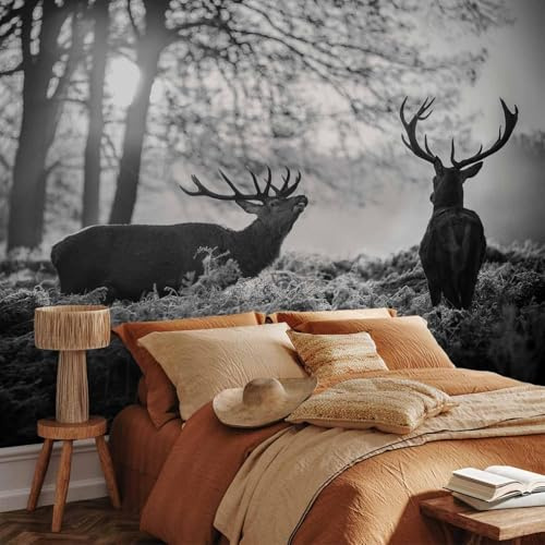 Vlies Fototapete Reh 450x315 cm Foto Tapete Wald Wohnzimmer Schlafzimmer Vliestapete XXL 3D Effekt Wandtapete Moderne Wandbild Poster Wand Dekoration 2024-ABP