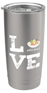 Poke Bowl Liebeswort Hawaii Poke Chefs Doppelwandiger Edelstahl-Thermobecher