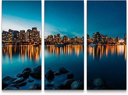 Skyline von Vancouver - 3 teiliges Wandbild Gesamtgröße 130x90cm