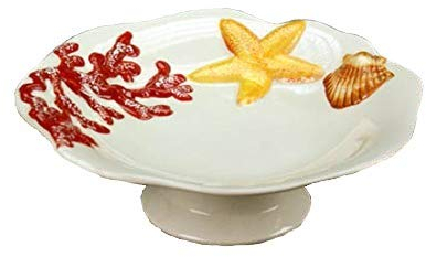 Gicos Alzata Porta Dolci Frutta in Ceramica Decoro Corallo h9*d26 cm centrotavola HON-477737