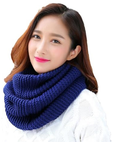 Strickschal Loop Schal Dicker Infinity Schal Winter Mode Halswärmer Schal für Unisex Rot, marineblau, Einheitsgröße