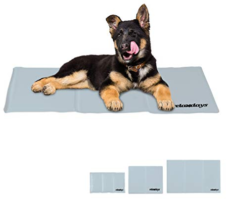 Relaxdays Kühlmatte Hund, selbstkühlend, abwischbar, robust, mit Gel, Kühldecke für Tiere, Kältedecke 50 x 90 cm, grau