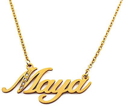 Kigu Namenskette Maya – Goldton – Personalisierte Halskette – Schmuck für Damen – individueller Schmuck für Mädchen – Custom Anhänger Maya