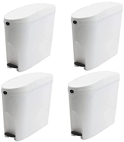 SUPAWASH-PRO Sanitary Bin 20L x 4 Slimline Washrooms Toilets Hygienic Disposal Pedal Container Bins for Female Ladies And Baby Hygiene Products - 20 litres White