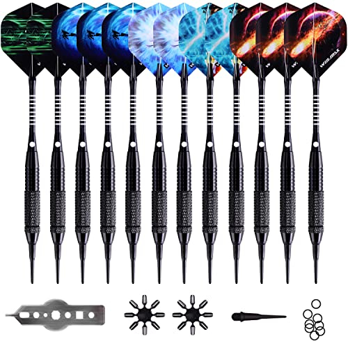 WIN.MAX Dartpfeile mit kunststoffspitze für elektronische dartscheibe 12 Stück Soft Darts Pfeile Set,18 Gramm Profi Softdarts dartpfeil