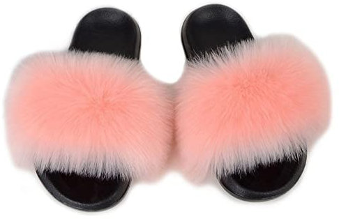 SMIUPIN Delle Donne di modo Pelliccia Appartamenti diapositive sandali Pantofole Furry Fuzzy Accogliente Soffici Diapositive Pantofole Pelliccia Piuma Slip On Scarpe,36-37,pink
