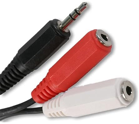CableStop® Câble adaptateur répartiteur audio stéréo Jack 3,5 mm vers double mono Rouge/blanc 15 cm