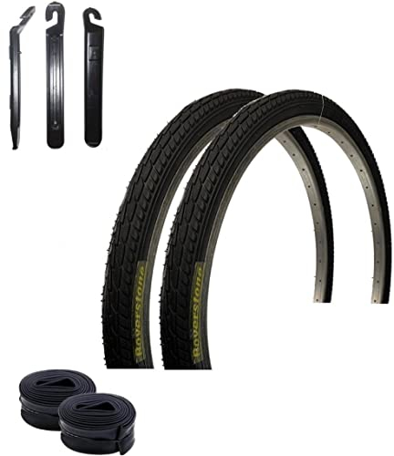 2 x Roverstone 26 Fahrradreifen Fahrradmantel Schwarz 47-559 (26 x 1,75) + 2 Schläuche DV inkl. Reifenheber
